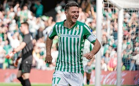 Joaquín celebra uno de sus goles al Athletic Club. Joaquín celebra uno de sus goles al Athletic Club.